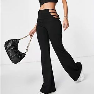 Bershka black side cutout flare pants